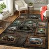Vintage Car Collage Pattern Rug Floor Mat for Living Room or Bedroom Soft and Comfortable Carpet a Gift for Birthday and Holiday.