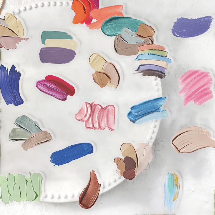 60 Transparent Cartoon Palette Sticker Pack Can Waterproof Transparent PET Manual Material Decorative Guitar Notebook