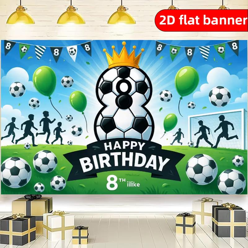 2D background cloth 1pc8 year old football themed birthday party background cloth polyester background decoration banner 100x150cm оливковый