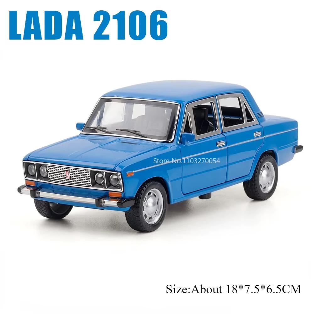 1:24 Russia Lada 2106 Police Cars 2107 Alloy Diecast Model Toys 6 Doors Opened With Sound Light Pull Back Vehices For Kids Gifts