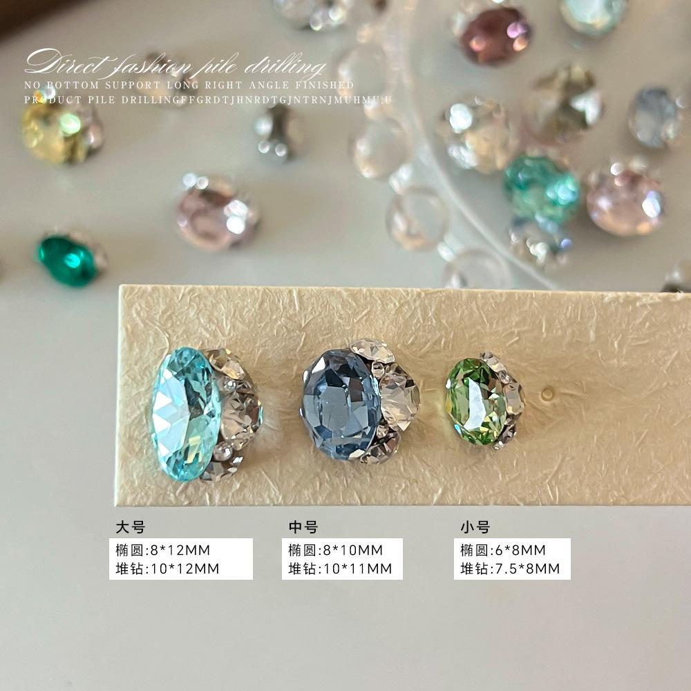 Sparkling Nail Art Gems K9 Crystal No Base Dove Egg Nail Gems Oval Nail Gems 3D Nail Art Decorations DIY Nail Accessories 4mm-12mm less