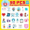 50 Light Blue Themed Hospital Icons Doctors Nurses Stickers Injections Clinic Decoration Nurses Stickers
