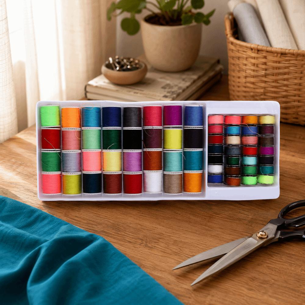 60pcs Multi Color Sewing Thread Kit Polyester Thread Mini Bobbins For Hand & Machine Sewing