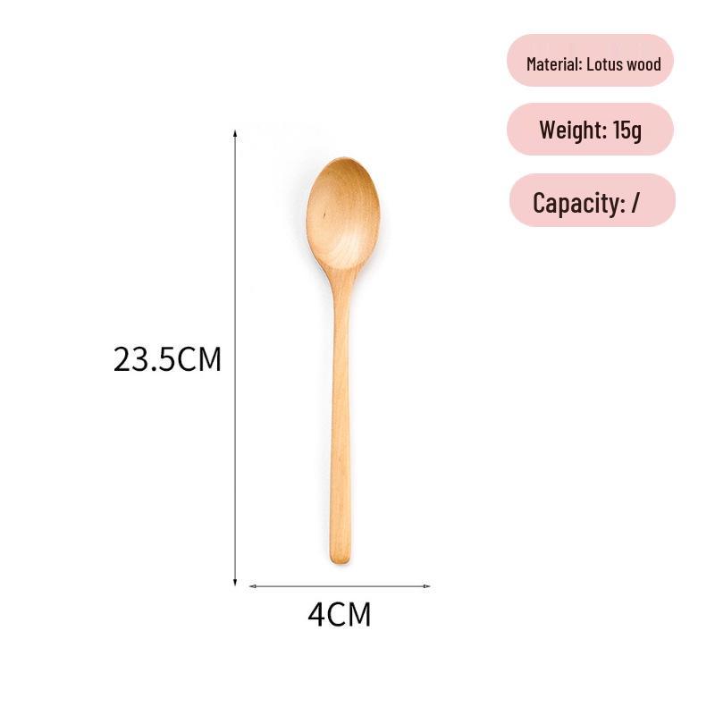 Long-Handled Wooden Spoon Set: Coffee, Honey, Milk Tea Stirrer & Soup Ladle