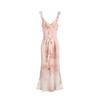 French Floral Print Dress, Spring/Summer 2026 – Elegant, Waist-Cinching, Slim-Fitting, Long Skirt.