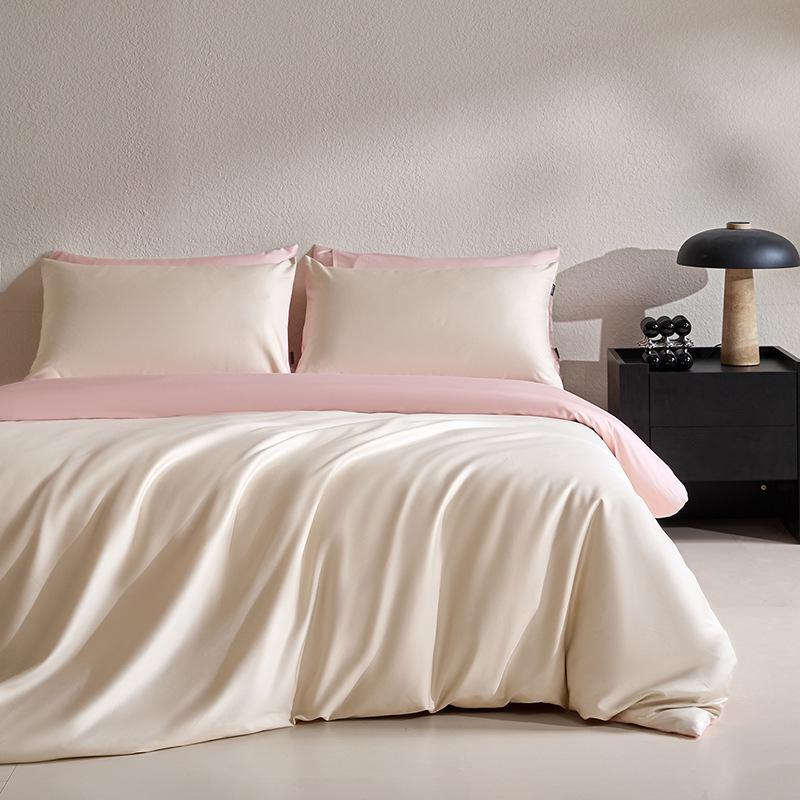 Class A Long-Staple Cotton Sateen Four-Piece Set: Pure, Simple, Solid Color with Single Duvet Cover