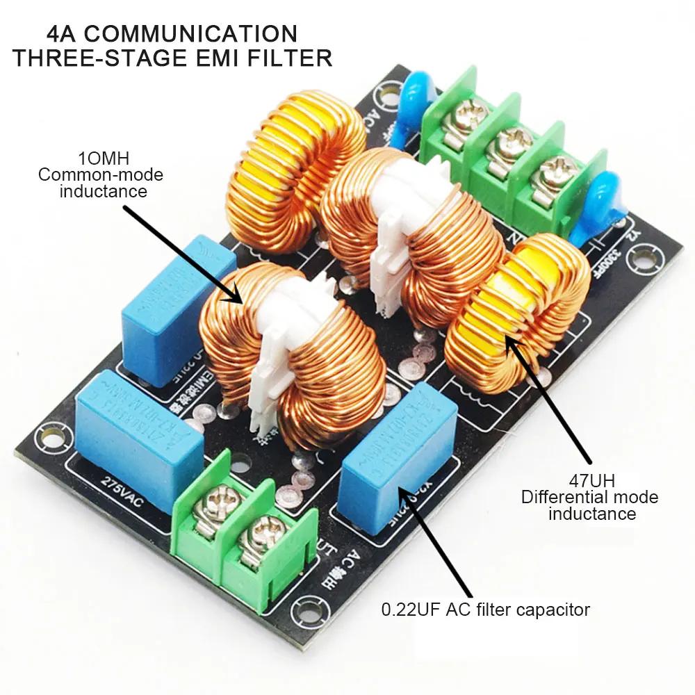 

4A 10A 20A 3-stage EMI Power Filter Board AC 110V 220V EMI Filter FCC Electromagnetic Interference DIY Kit 4A