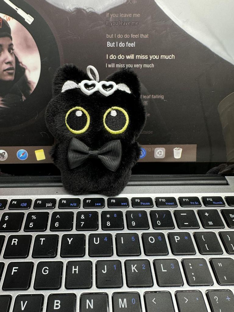 Best-Selling Squeaky Black Cat Plush Keychain - Cute Kitten Ornament Keyring for Couples