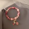 Romantic Pink Crystal Stone Bracelet Strand Bracelets For Women Charming Imitation Pearl Drop Bracelet For Picnics Party