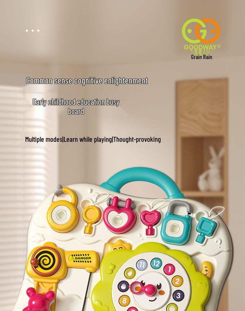Guyu Montessori Busy Board: Educational Toy for Babies and Toddlers (1-3 Years) - Intellectual Ball Lock Opening Activity