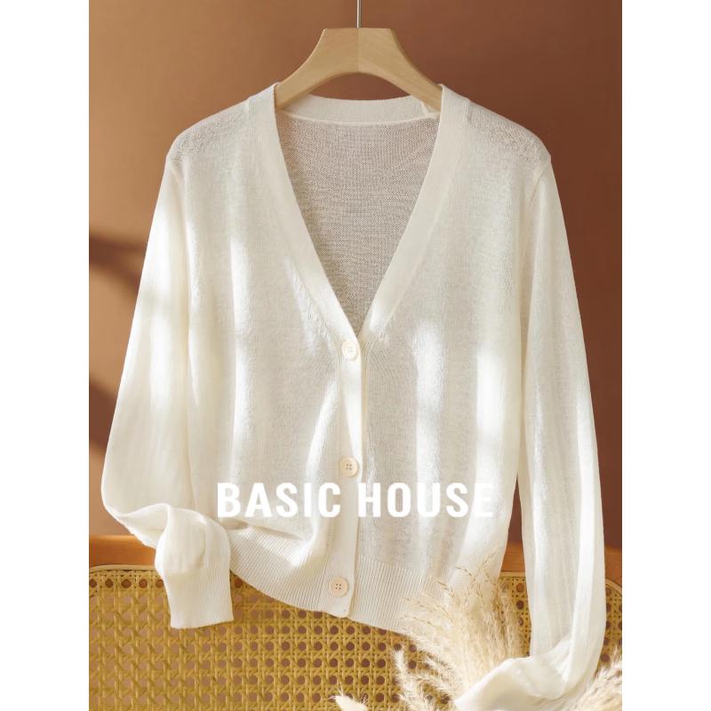 Basic House Linen Blend Sun Protection Cardigan M