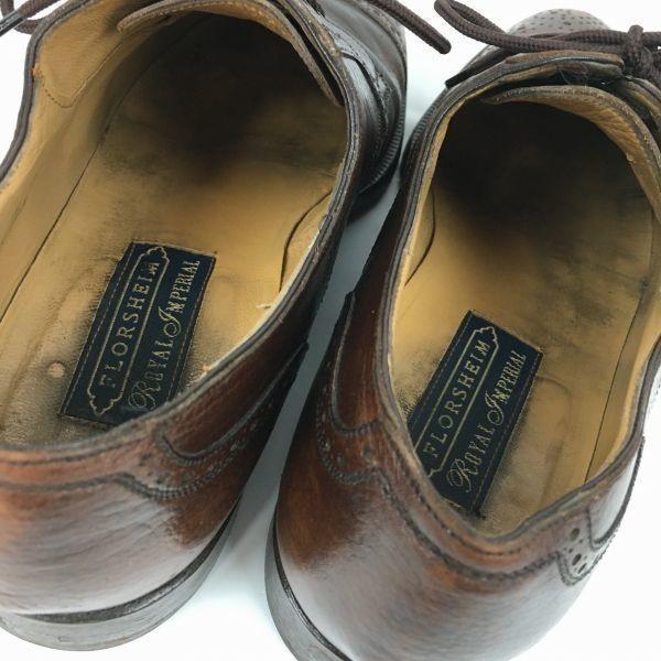 FLORSHEIM Royal Imperial Made in Italy Punched Cap Toe Shoes Brown size 7.5D 25.0-25.5 Men's(USED)