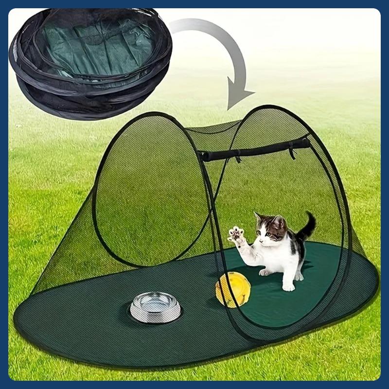 Katzenzelt Outdoor Haustiergehege Zelt Geeignet für Katzen und Kleintiere Indoor Spielgehege Tragbares Bewegungszelt Mit Tragetasche