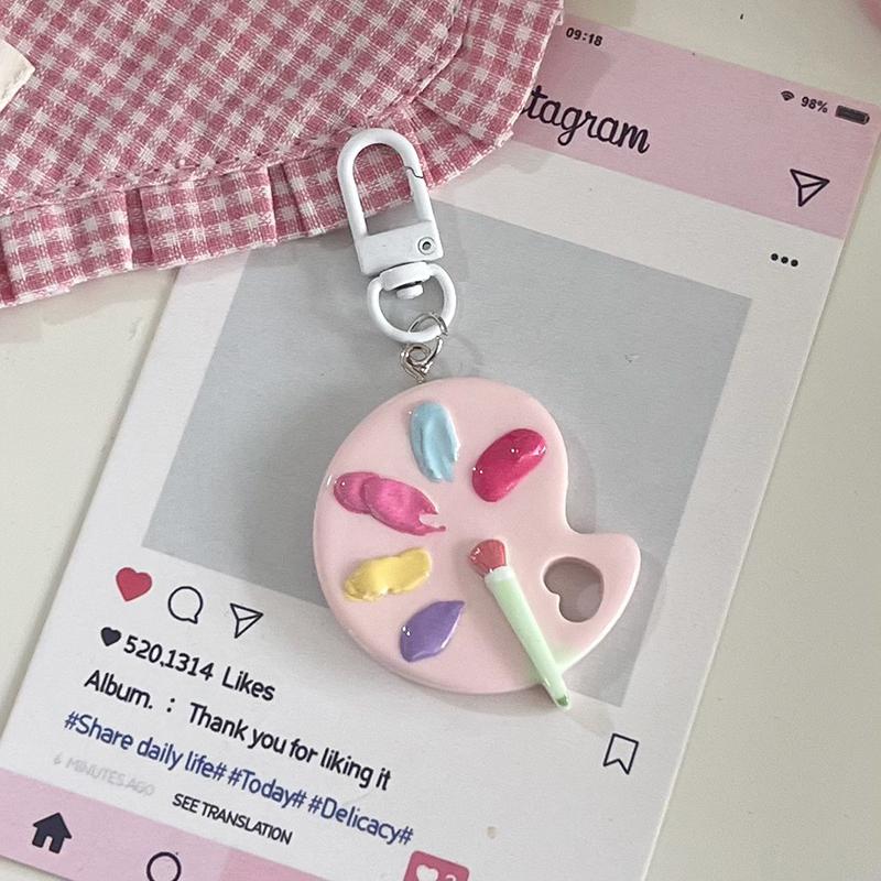 

Классический брелок-подвеска в виде палитры красок, автомобильный брелок в форме сердца, милый брелок для художественных курсов, выпускных, сувениров, подарков светло-розовый