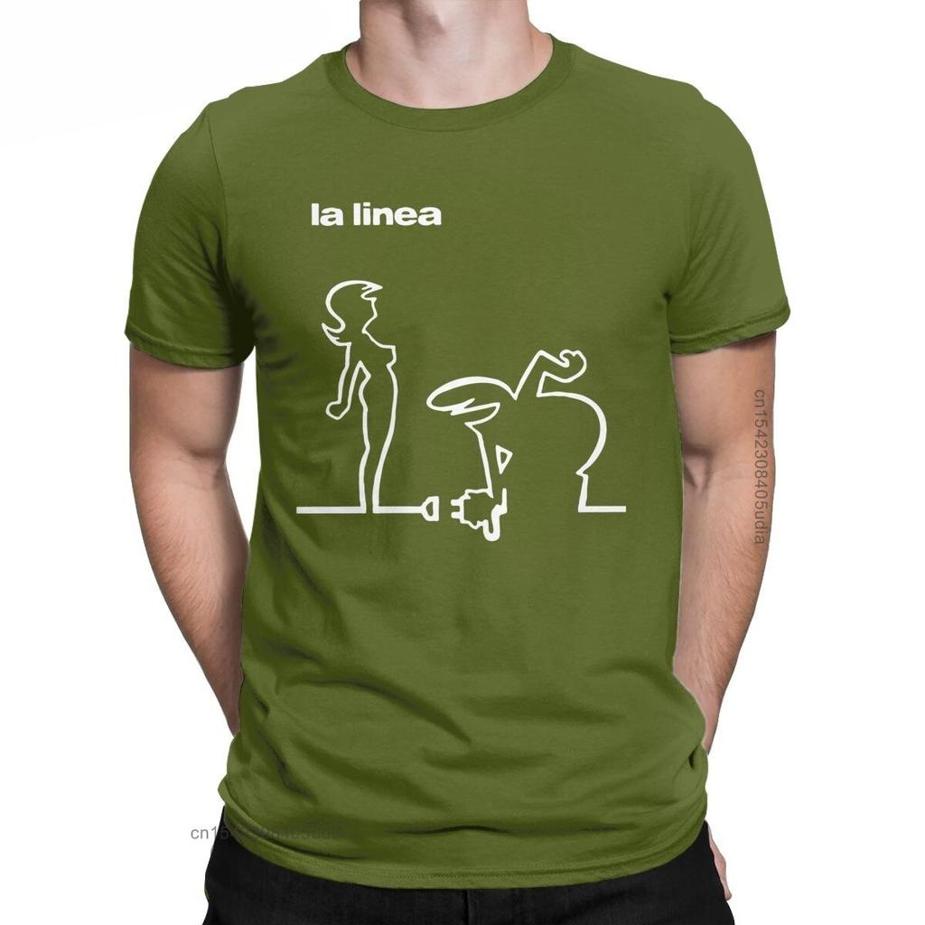 Men T-Shirt La Linea Femme Sexy Vintage Pure Cotton Tee Shirt for Men Oversized Graphic T Shirts Round Collar