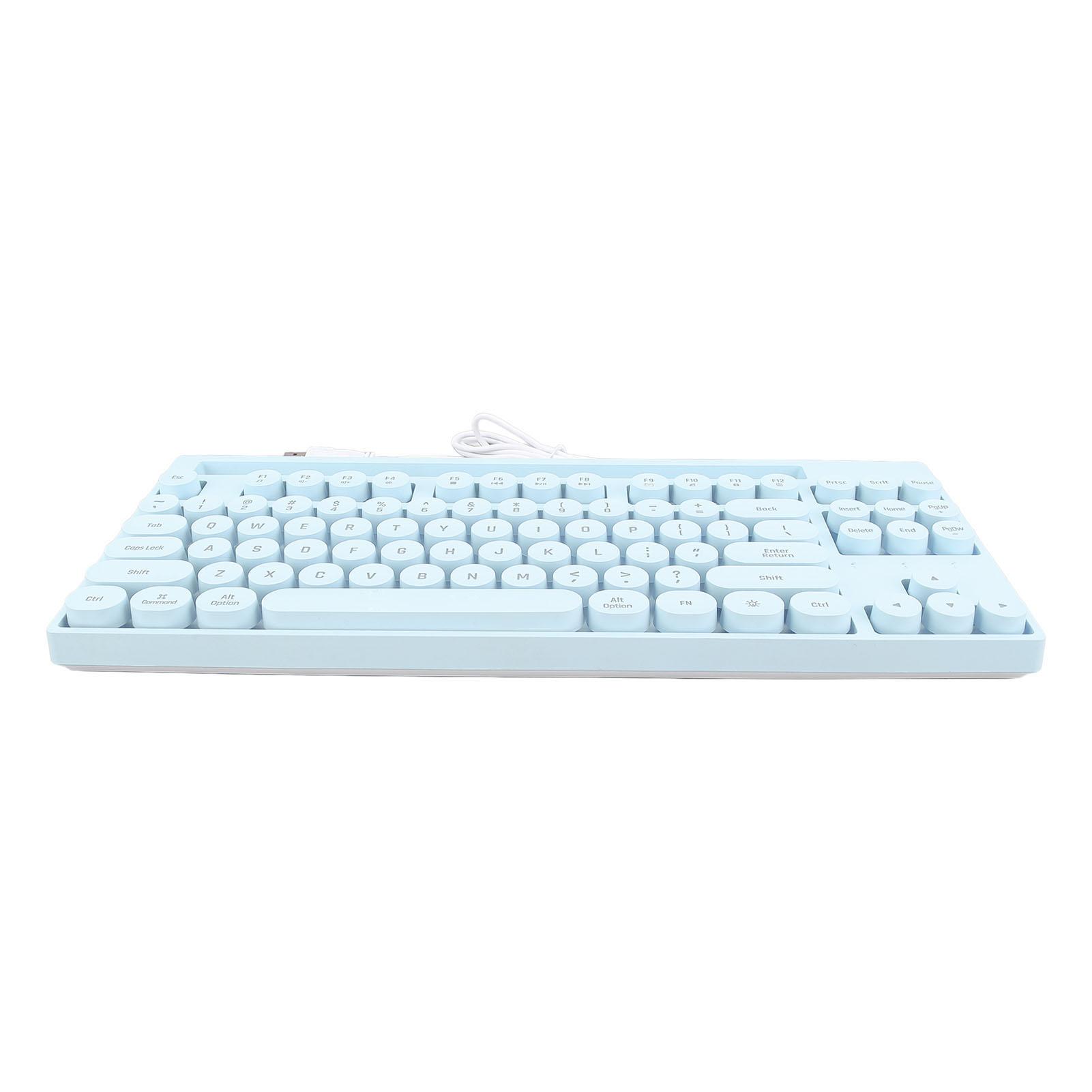 

87 Keys Wired Gaming Keyboard ABS Punk Round Keycaps USB Keyboard with Light and Stand for Computer Laptop PC Blue синій