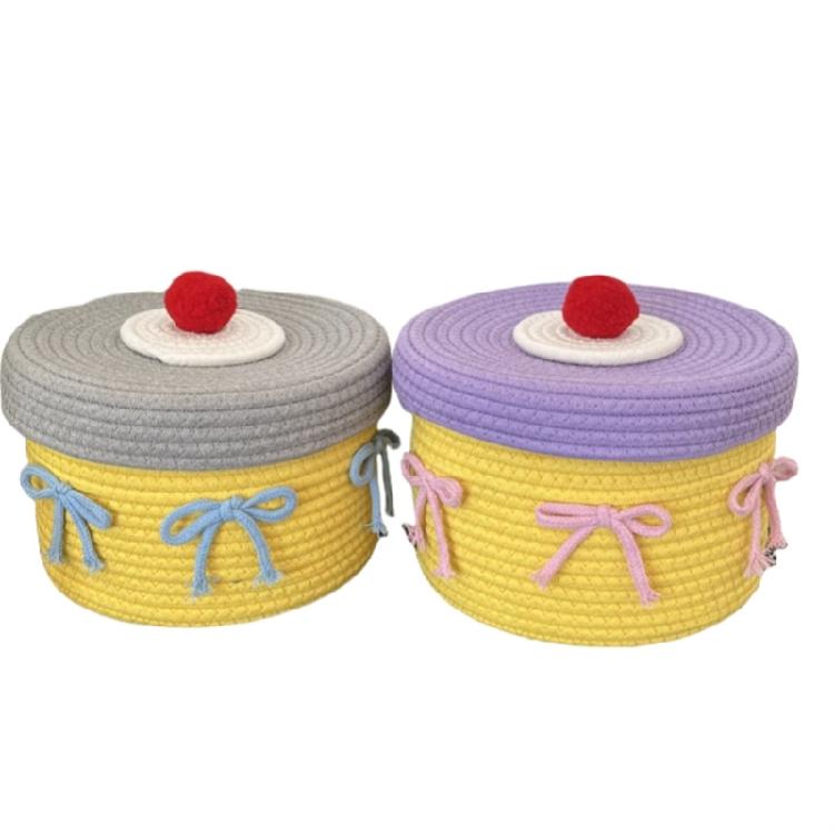 Handwoven Cotton Rope Makeup Holder Decorative Desktop Storage Basket Multipurpose Bedroom Organizer for Cosmetics