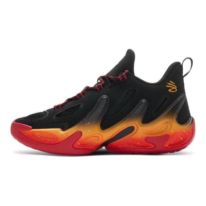 Under Armour Curry 13 Praktische Trainings-Sneaker Bequem Rutschfest Geruchshemmend High-Top Kinder Basketballschuhe Schwarz Rot Jugendliche 6014870-002 38.5