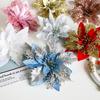 1~20Pcs Glitter Pink Christmas Flowers Xmas Tree 14cm Artifical Flower Ornaments 2025 Christmas Decoration For Home New Year