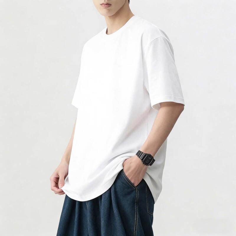 Homlean 260G Heavyweight Cotton Short Sleeve T-Shirt XL белый