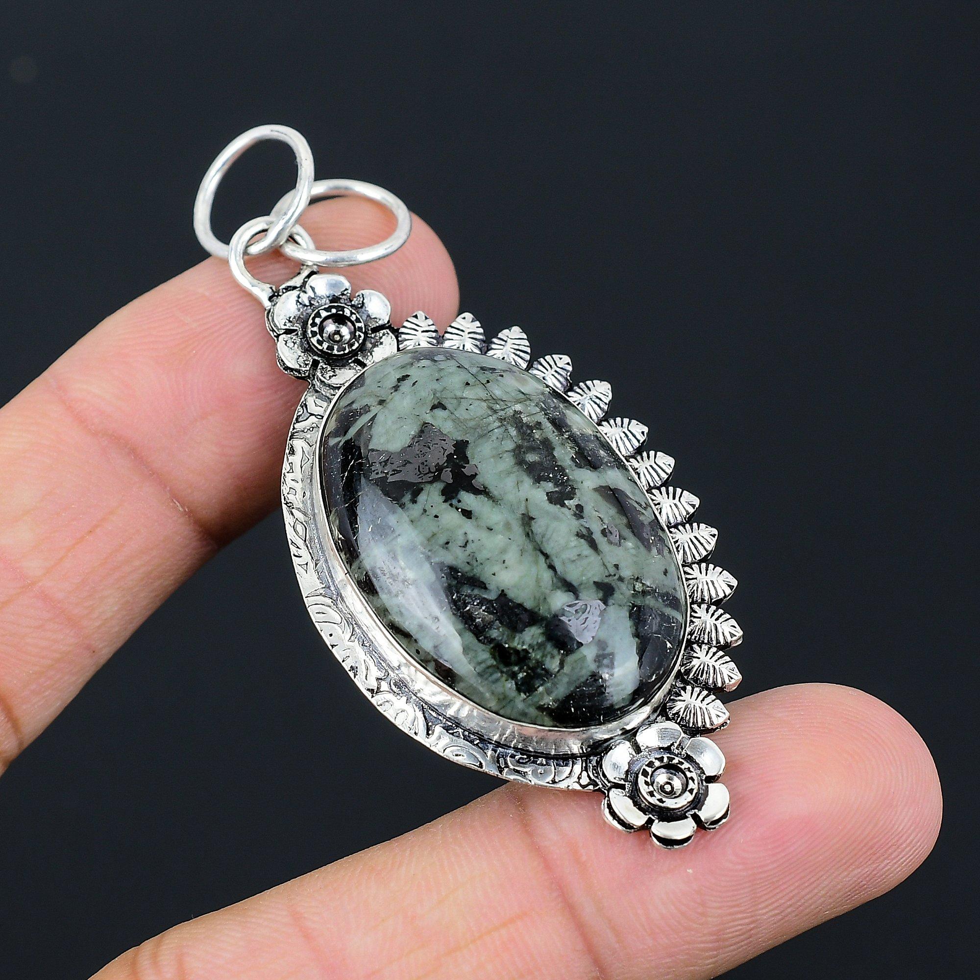 Gift For Her 925 Sterling Silver Natural Stargalaxy Gemstone Pendant Flower