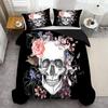 Skeleton Rose 3d Printed Duvet Cover Set Halloween Gothic Style Bedding Set Polyester Soft Comfortable Quilt Cover Pillowcases