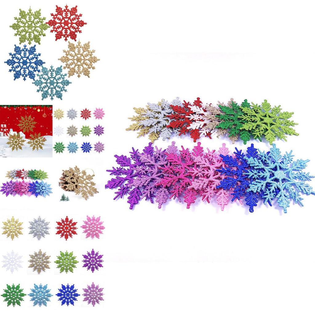 Luxurious 12pcs Glittering Christmas Tree Hanging Decoration Baubles Snowflakes 10cm