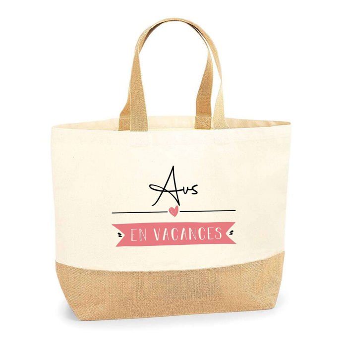 Tote bag en jute - PLANETEE - Avs en Vacances - Jute naturel - Multicolore - Fabriqué en France