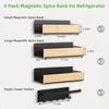 4 Pack Strong Magnetic Spice Rack for Refrigerator Wood and Metal Magnetic Shelf for Fridge Spice Storage Rack Kitchen Cabinet