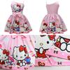 Ärmelloses Kleid mit Hello Kitty Cartoon-Print und Rüschendetails für das Frühlings-Verkleiden