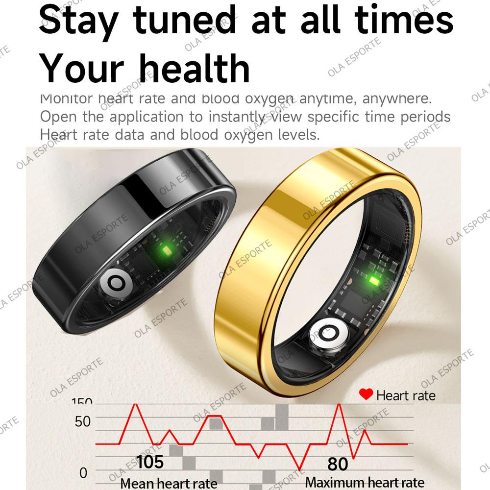 New R09 Smart Ring Men Women with Charging Case,Heart Rate Blood Oxygen Sleep Monitor, Multiple Sport Mode, 5ATM Waterproof Ring