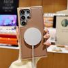 For Magsafe Magnetic Wireless Charging Luxury Solid Color Leather Bumper Phone Case For Samsung S25 Ultra S23 S22 S24 Ultra Plus