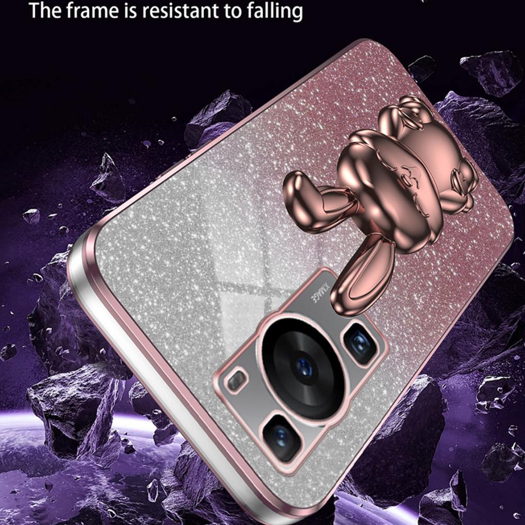 Phone Cover for Huawei P60 Pro/P60 Case Glitter Powder PC+TPU Shell with Pull-out Kickstand
