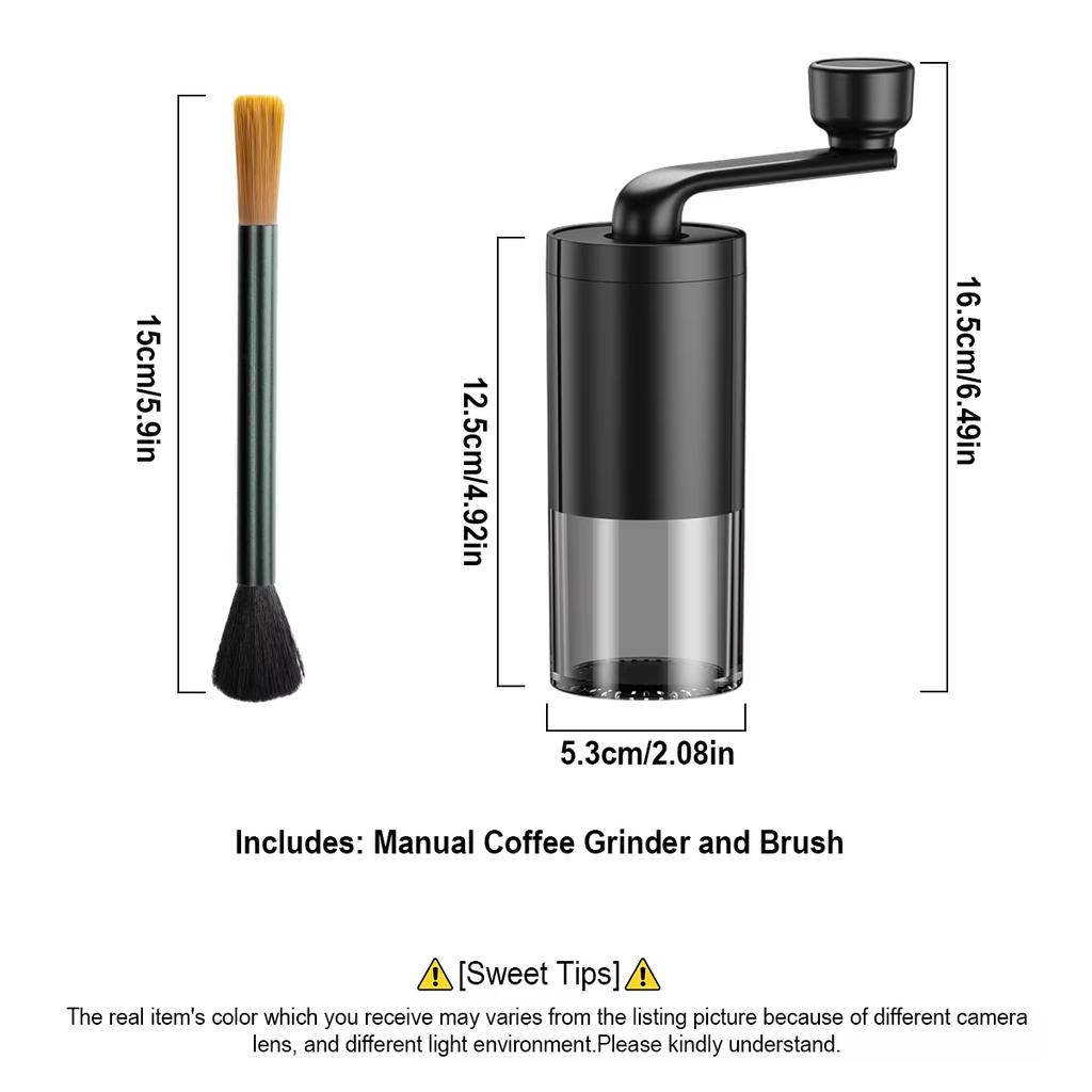 Manual Coffee Grinder with Brush, Portable Coffee Grinder with Adjustable Settings and Ceramics Grinding Core