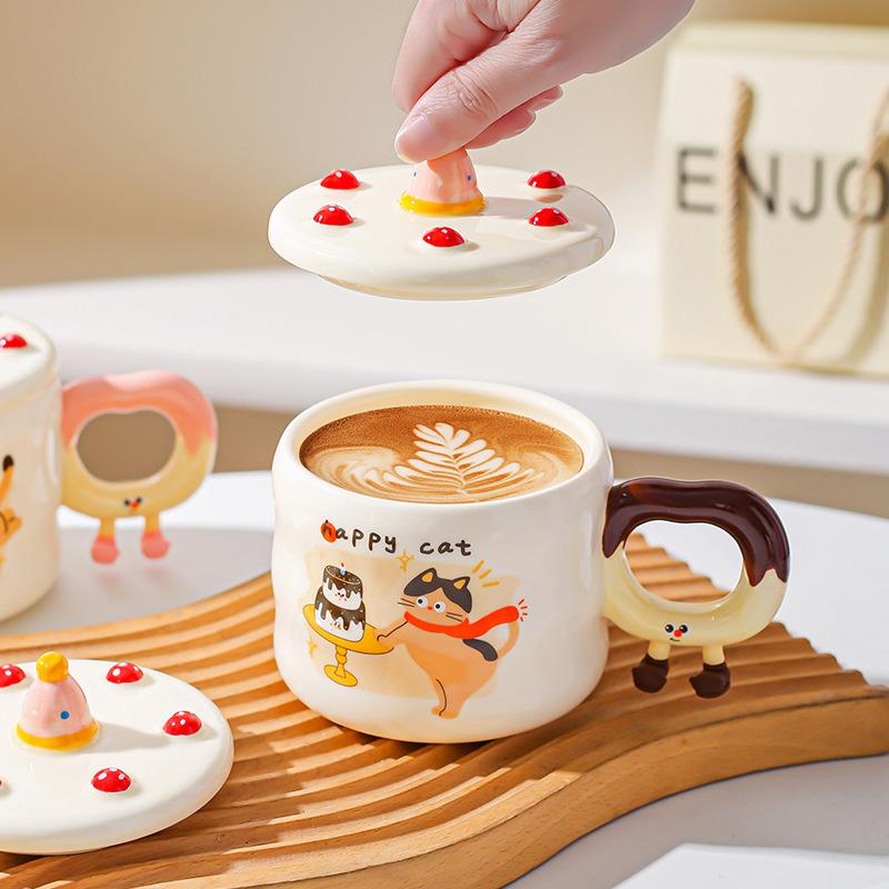 Creative Cute Cartoon Birthday Cake Cup Ceramic Mug Gift Home Cup Coffee Cup Water Cup Couple Cup