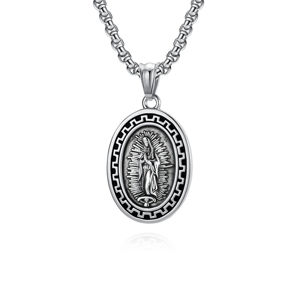 Vintage Accessories Virgin Portrait Titanium Steel Necklace Men's Niche Street Hipster Wear Accessories Pendant