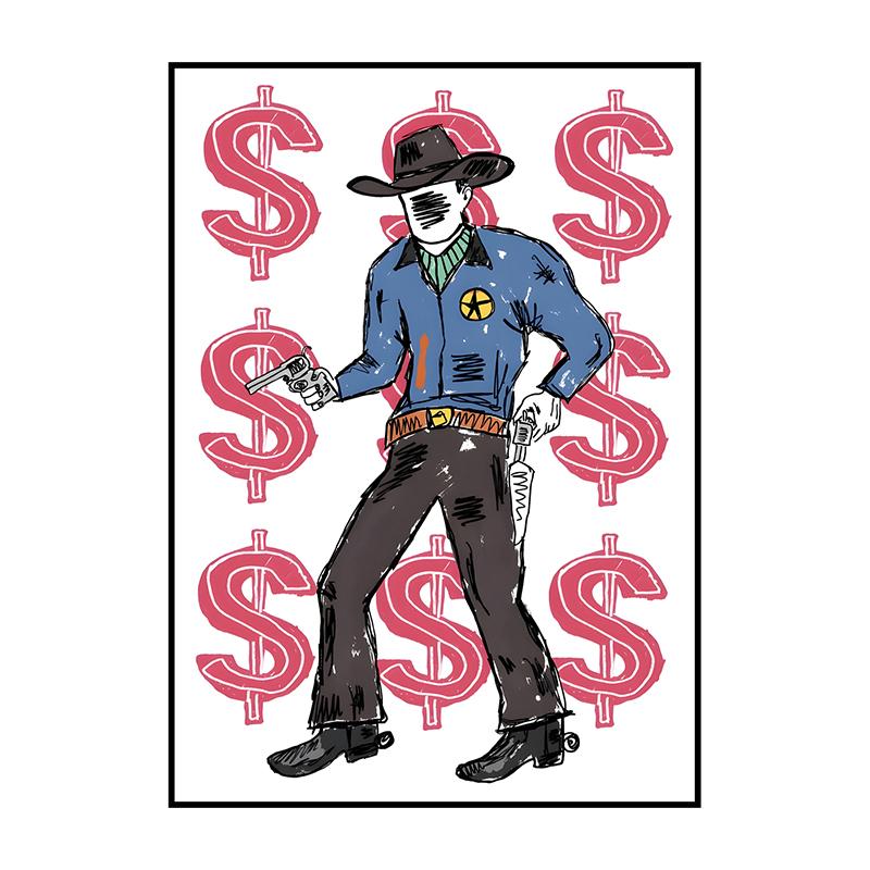 Abstract Classic Vintage Western Cowboy Poster Into The Wild Wall Art Print Canvas Painting for Living Room Home Decor Picture