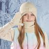 3-teiliges Winter-Mützen-Set für Kinder, Beanie, Schal, Handschuhe, warme Ohren, Strickmütze für Mädchen und Jungen, Kappe, Nackenwärmer, Outdoor, 3–8 Jahre