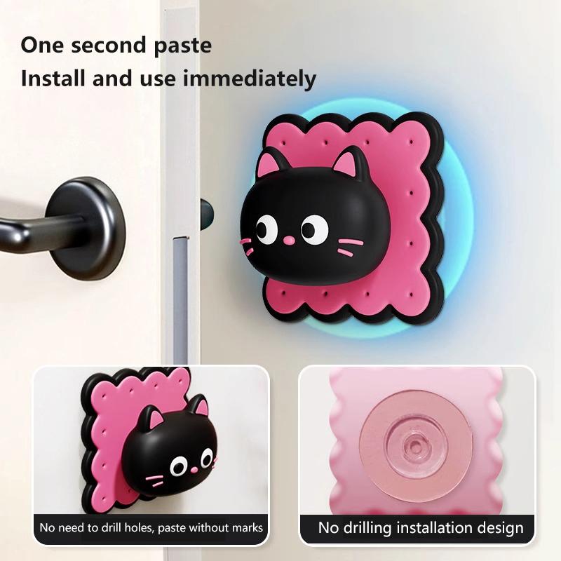 Cute Cat Silicone Door Stopper Door Handle Anti-collision Block Doll Silent Pad Reusable Door Shock Absorber Wall Decorative