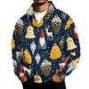 Men's Casual Long Sleeve Stand Collar Sweatshirt with Christmas Print Pullover