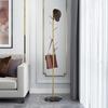 Iron Floor Coat Rack with Marble Accent - Elegant Bedroom Furniture, Storage for Clothes, Caps & Accessories, Metal Shelf