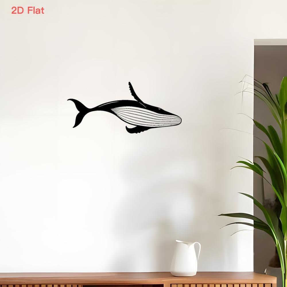 2D Flat Majestic Whale Iron Wall Art Laser Cut Tail Body Design Marine Nautical Decor for Bedroom Office Coastal Spaces