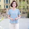 Elderly Women's Embroidered Summer Short Sleeve Top
