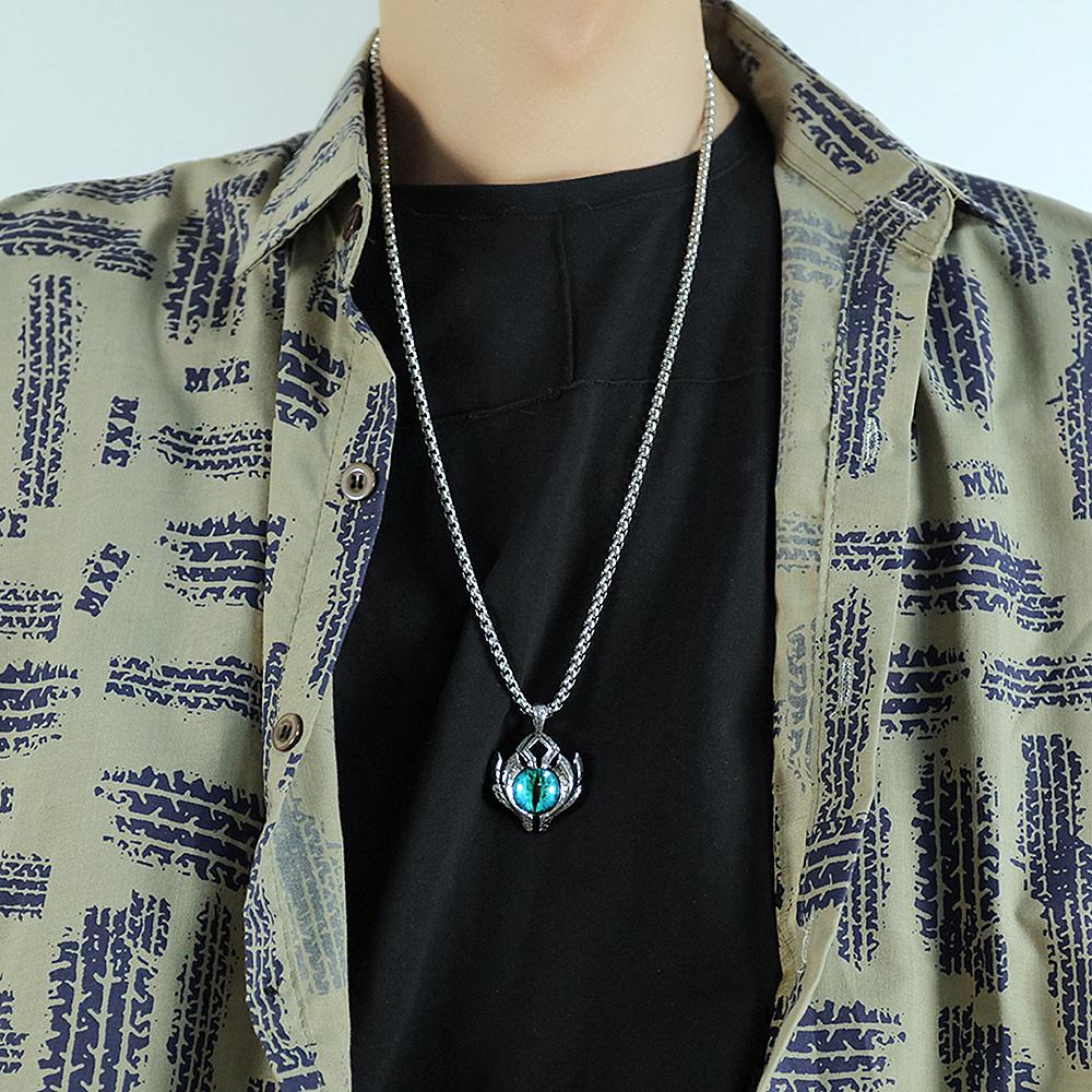 Vintage 316L Edelstahl Dämonenauge Anhänger Halsketten für Männer Frauen Punk Hip Hop Männlicher Biker Schmuck Halloween Geschenke