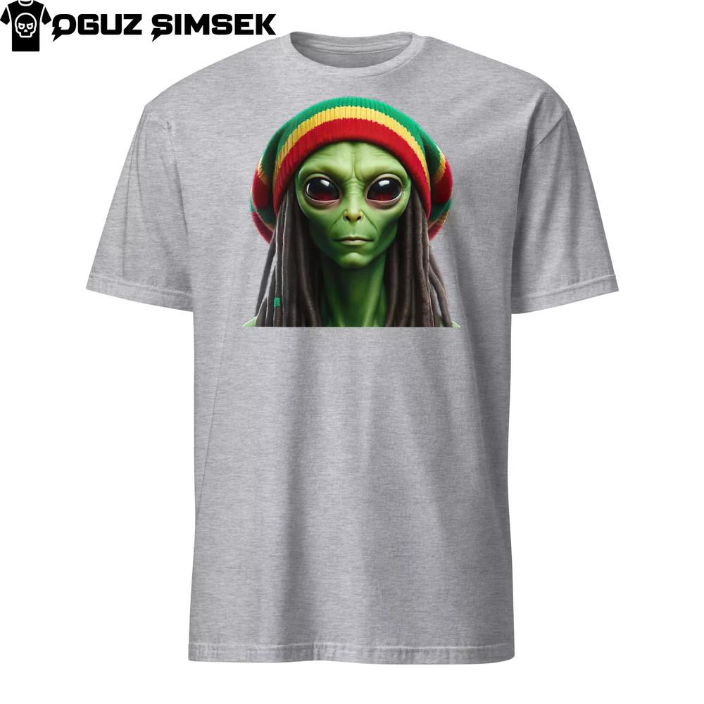 

Фанковая футболка унисекс «Инопланетянин в шапке и с дредами» | Модная футболка с космическим принтом XL