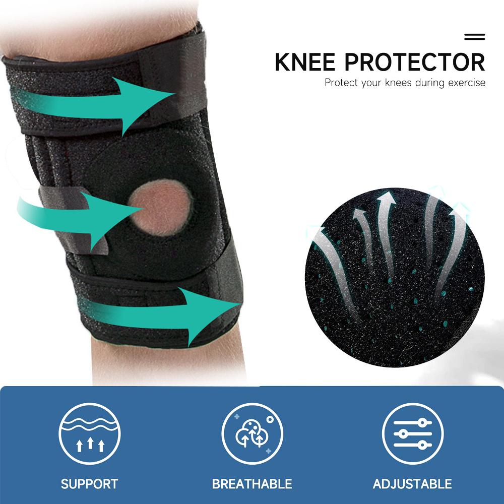 1 Pair Plus Size Knee Brace, Patella Gel Pads & Side Stabilizers For Meniscus Tear, Arthritis & Injury Recovery, Maximum Support