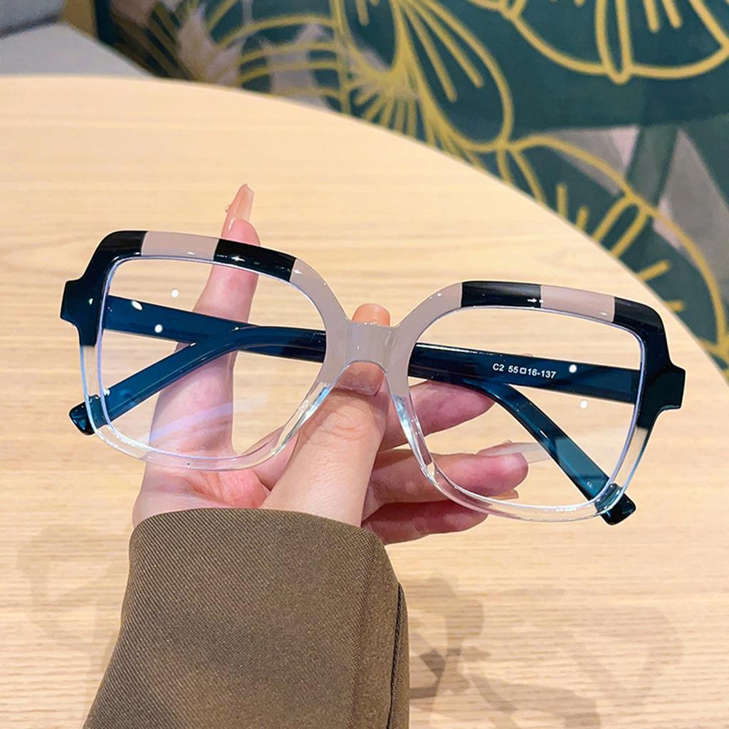 Okulary kontrastowe w ramce anty-niebieskiej Nowe europejskie i amerykańskie trendy mody Płaskie lustro Trend Duże okulary
