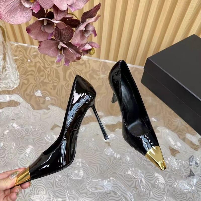 Fashion Spring New Single Shoes Women's Fashion Metal Pointed Shallow Mouth Non-slip Wear-resistant High Heels