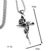 Vintage Stainless Steel Rose Cross Pendant Necklace Unisex Fashion Jewelry Charm
