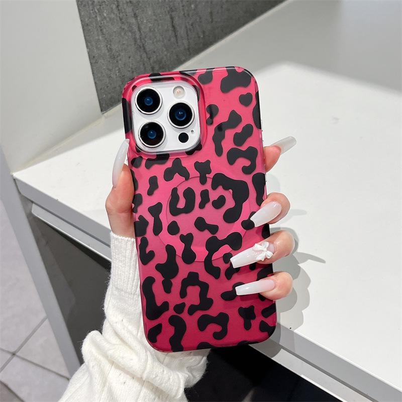 

Double-Layer Leopard Print Magnetic Case for Apple iPhone 13/14/15/16 Pro Max - Drop-proof Full Coverage. 16